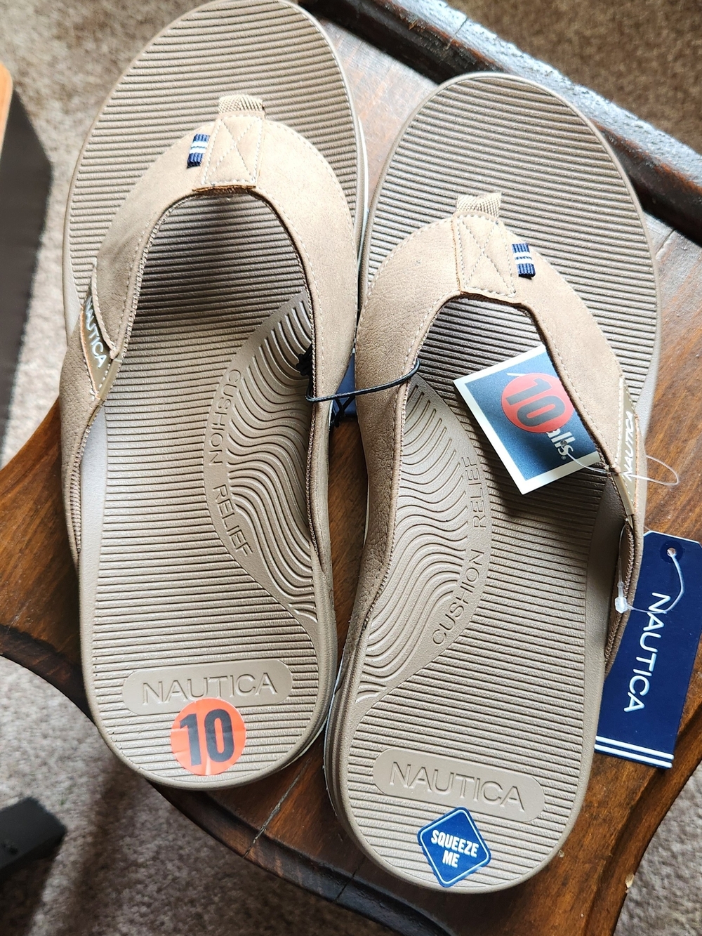 Nautica Toffee Men's Flip Flop Sandals Size 10